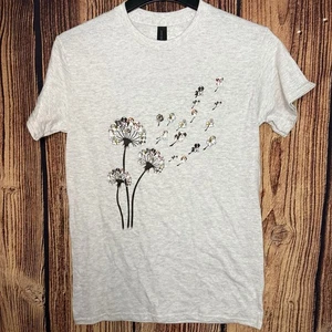 Dogs Flower Fly Dandelion Shirt, Floral~NEW~Grey~Small - Picture 1 of 6