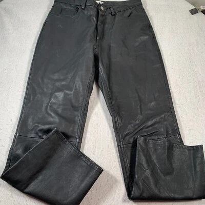 Pantalones de cuero para mujer Calvin Klein 12 negros vintage bolsillos pesados Foto 1 de 4