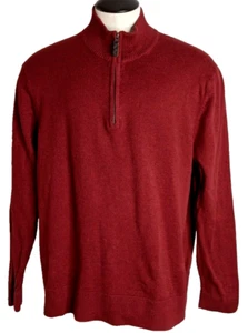 Eddie Bauer Seattle USA Men's XL Cashmere Cotton 1/4 1/2 Zip Sweater 0316 Merlot - Picture 1 of 7