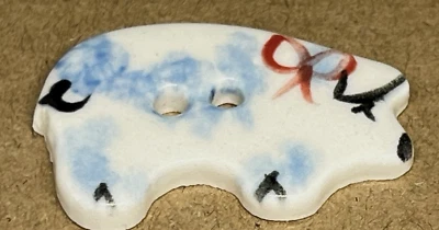 Extra Cute HP 3D Ceramic Porcelain PIG Realistic Button 1 3/8” Blue - Image 1 of 4