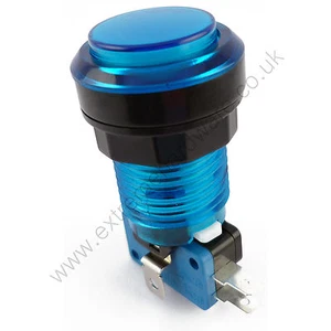 Blue 12V LED T10 28mm Round Illuminated Arcade Push Button & Microswitch - MAME - Afbeelding 1 van 2