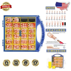 220PCS Heavy-Duty Battery Cable Lug Kit with Copper Ring Terminals & Heat Shrink - Picture 1 of 9