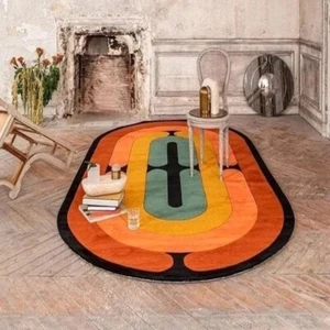 Hand Tufted Rug Oval Shape Rug 100% Wool Handmade Area Rug Carpet 5x8 ft - Picture 1 of 7