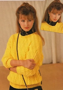 221 LADIES CABLED SWEATER SPORT COTTON 32-42" VINTAGE KNITTING PATTERN COPY - Picture 1 of 2