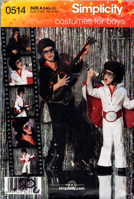 OOP Simplicity 2880 Elvis Costume Pattern Boys Size 2 to 16 Jumpsuit Cape Bag - Image 1 of 2