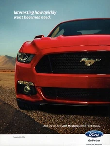 2015 Ford Mustang "Want Becomes Need" Original Color Print Ad - Picture 1 of 1