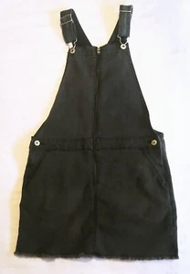 OshKosh B'Gosh Bib Overalls Skirt Girls XL 14 Vintage Vestbak Black Denim Zip - Picture 1 of 12