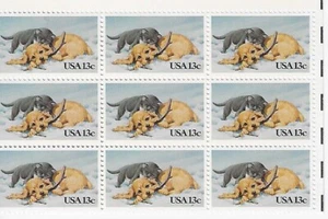 US Kitten & Puppy 13c Stamp block of 9 Scott #2025 - Picture 1 of 1