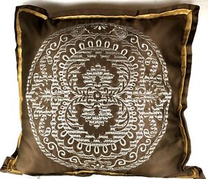 Martha Stewart Collection 19-Inch Brown Embroidered Decorative Throw Bed Pillow