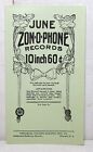 Env. 1908 10 pouces brochure Zon-o-Phone records (juin)