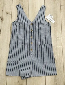 Topshop Nuevo con Etiquetas Esmoquin Rayas Botón Frontal Mameluco Azul Para Mujer Talla 2 Bolsillos - Imagen 1 de 5