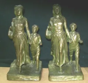 SET OF TWO 1941 PIONEER WOMAN STATUE Cherokee Strip Bryant Baker FROM SAME OWNER - Picture 1 of 12