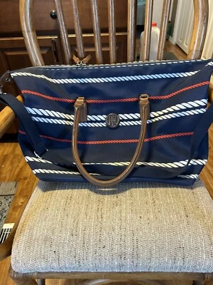 Tommy Hilfiger Red White & Blue Nautical Rope Weekender Overnight Duffle Bag EUC - Image 1 of 4