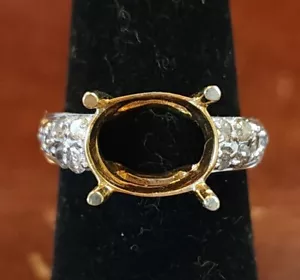 New Oval 12x10mm Diamond Engagement Halo Ring Semi Mount 10K Yellow Gold Sz 6.75 - Picture 1 of 16