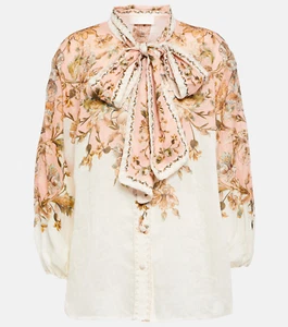 NWT Zimmermann Chintz Floral Tie Neck Blouse in Pink Daisy Floral, Size 1 - Picture 1 of 5