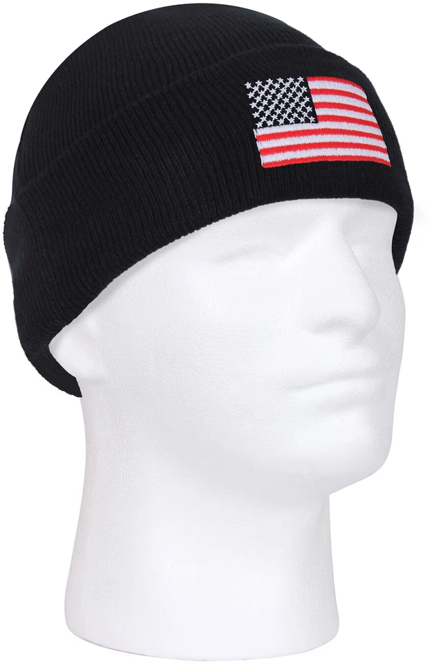 Gorra de reloj Rothco bandera de Estados Unidos bordada clima frío EE. UU. acrílico América invierno sombrero Foto 1 de 1