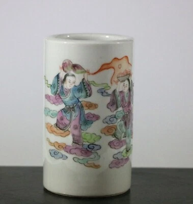 Старинный фарфоровый китайский держатель для ручки щетка горшок фамильная роза 1285D - Изображение 1 из 4