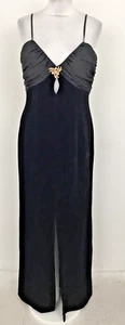 Frank Usher Women's Dress Size 14 Black Velvet Sleeveless Maxi Used F1 - Picture 1 of 11