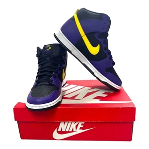 Nike Dunk High Premium EMB Lakers Court Purple DH0642-001 Lebron AD 9.5 - Picture 1 of 13