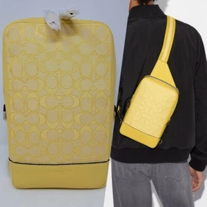 Coach Mens Turner Signature Jacquard Retro Yellow Crossbody Pack C9606 - Picture 1 of 11