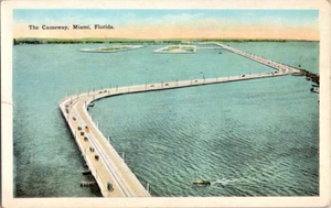 Aerial view of Causeway Miami Florida vintage postcard a65 - Picture 1 of 2