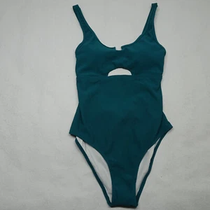 Charmo Size M Teal Ribbed One Piece Swimsuit Adjustable Straps NEW - Picture 1 of 8