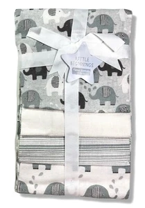 RECEIVING X4 - LITTLE BEGINNINGS BOYS 253 - ELEPHANT BLANKETS COTTON 4 PACK BABY - Picture 1 of 1