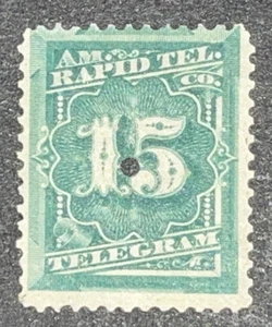 Travelstamps: 1881 US STAMP SCOTT 1T5, “Rapid Tel Telegraph Numeral 15”, 15 CENT - Picture 1 of 5