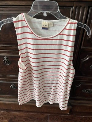NWT Vintage Y2K Roxy Women's Red Striped Tank Top Large - Image 1 of 4