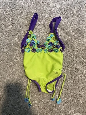 Traje de Baño Oso Resistente Verde Púrpura Flor 24M Baño Niñas Xback 1 PIEZA Foto 1 de 3