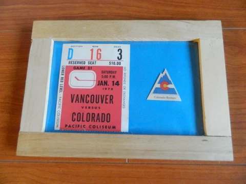 1978 Vancouver Canucks ticket vs COLORADO ROCKIES defunct display framed* Cover