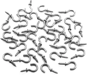 50 Pcs (304) Stainless Steel Screw Ceiling Hooks 5/8 Inch Small Cup Hook Screw-I - Picture 1 of 5
