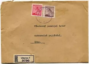 Copertina registrata Cecoslovacchia Liberec 22.X 1945 posta crisi seconda guerra mondiale - Foto 1 di 1