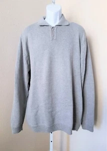 St. John's Bay Men's Long Sleeve Pullover Knit Polo Sweater Grey Large Tall - Picture 1 of 6