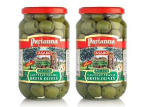 Partanna Asaro Castelvetrano Pitted Green Olives 2 Glass Jars Net Wt Jar 9 Oz Ea - Picture 1 of 9