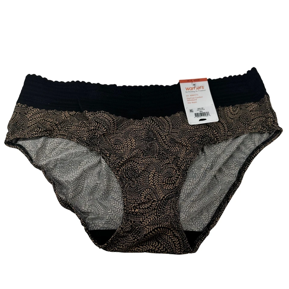 Warner's Mujer Talla 10 3XL Panty Calzoncillo Hipster Encaje Cintura Negro Marrón Nuevo Foto 1 de 4