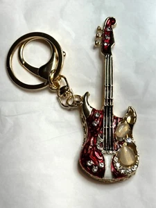 Llavero guitarra eléctrica, esmalte rojo, ornamentado, nuevo sin etiquetas - Imagen 1 de 8