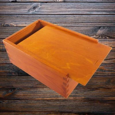 Hand-Stained Pinewood Sliding Lid Box Crafts Keepsakes Organiser | Peachwood - Image 1 of 4
