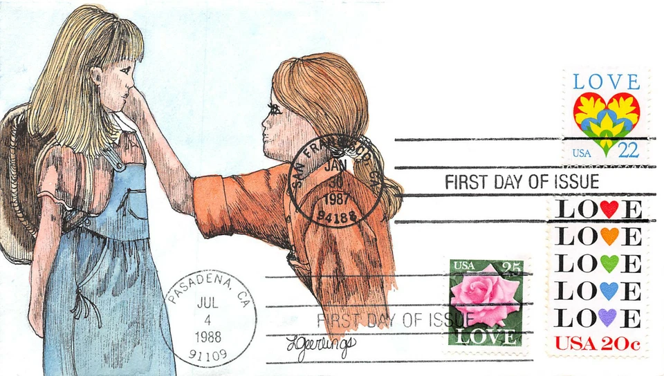 2248 22c Love dual cancel w/ 2378, Linda Geerlings 1 of a kind H/P  [113263] - Image 1 of 1