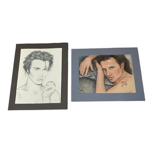 Adam Ant Original Fan Art Drawing Pastel OOAK 80s POP New Wave 16x20 Lot of 2 - Picture 1 of 9