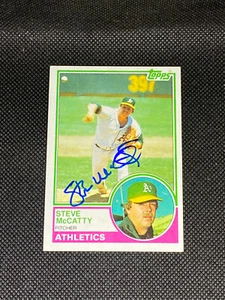 Steve McCatty Oakland Athletics Firmato auto 1983 Topps #493 ~ COA - Foto 1 di 3
