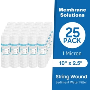 1 Micron 10"x2.5" String Wound Whole House Rain Water Sediment Filter Cartridges - Picture 1 of 23