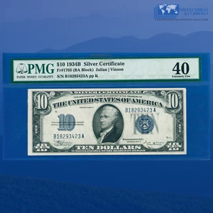 Fr.1703 1934B $10 Ten Dollars Silver Certificate "KEY NOTE" , PMG XF 40 #93423 - Picture 1 of 2