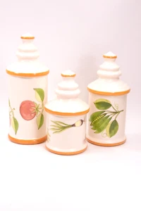Laurie Gates '99 3 Piece Total Canister Set Natural Design Kitchen Storage - Picture 1 of 9