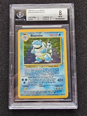 POKEMON BLASTOISE BASE SET Holo Rare WOTC 2/102 BGS 8 NEAR MINT-MT - Image 1 of 2