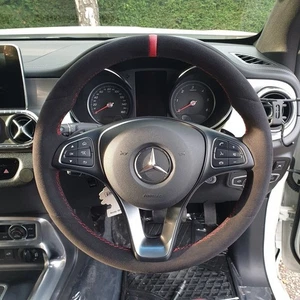 NUOVO ALCANTARA Mercedes Vito W447 CLASSE C W205 Volante Striscia Rossa NUOVO - Picture 1 of 15