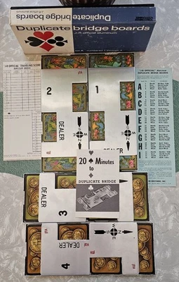 J-R Official Aluminum Duplicate Bridge Boards Set A 1-4 Cards Manual Scorecards - Image 1 of 4