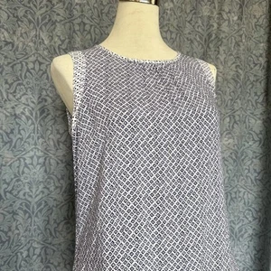 Women’s NEXT Smart Sleeveless Blouse Top Blue Black White Abstract. Size UK 14 - Picture 1 of 13