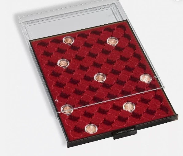 Coin Box 48 compartments for CAPS 21.5, smoke coloured for $2 coins in capsules - image 1 of 1