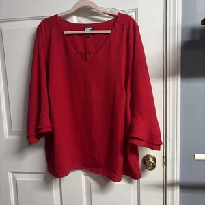 Blusa Top Mujer Talla Grande 24W Lands End Manga Campana Cuello en V - Imagen 1 de 4
